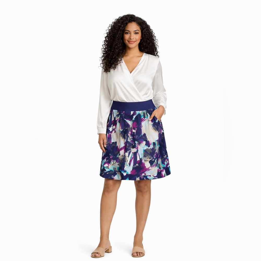 Apostrophe Woman Abstract Floral Skirt Size 16 Pleated Midi
